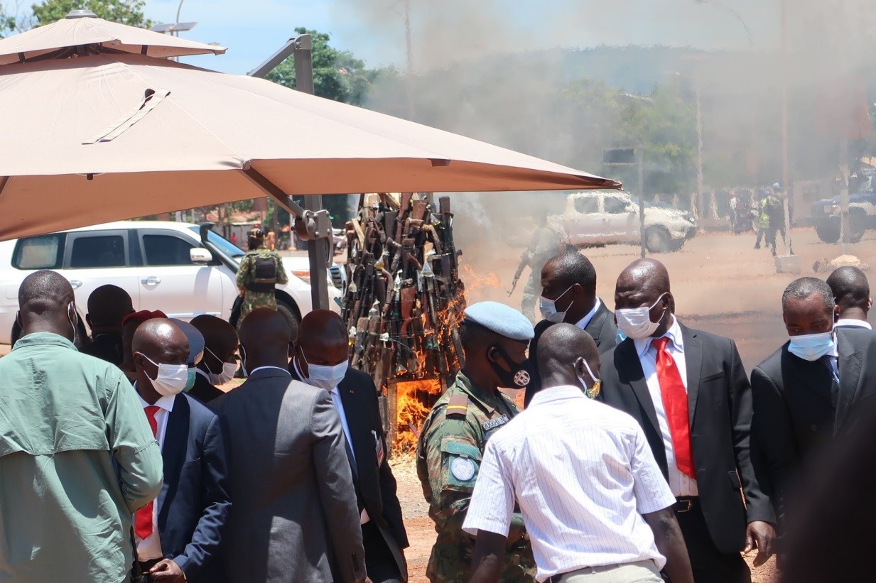 Weapons destruction at the launch event of the Africa Amnesty Month in Bangui, Central African Republic, 25 September 2020